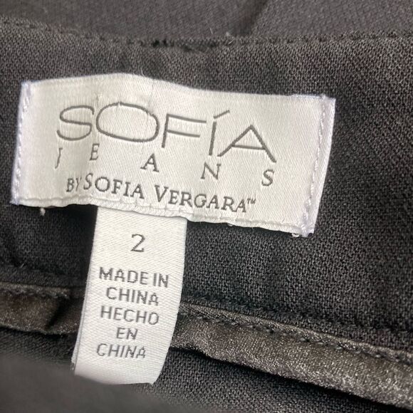 NWT SOFIA 2 Pleated Stretchy Twill Dressy Black Belted Preppy Pants - Picture 3 of 11